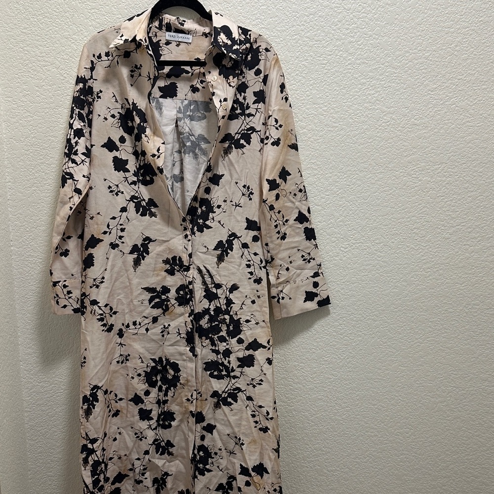 Floral Beige and Black Women's Dress - Picture 2 of 9